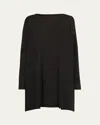 Eskandar Slim Sleeve Slash Neck Kaftan Sweater (long Plus Length) In Black