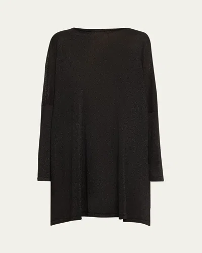 Eskandar Slim Sleeve Slash Neck Kaftan Sweater (long Plus Length) In Black