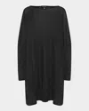 Eskandar Slim Sleeve Slash Neck Kaftan Sweater (long Plus Length) In Black
