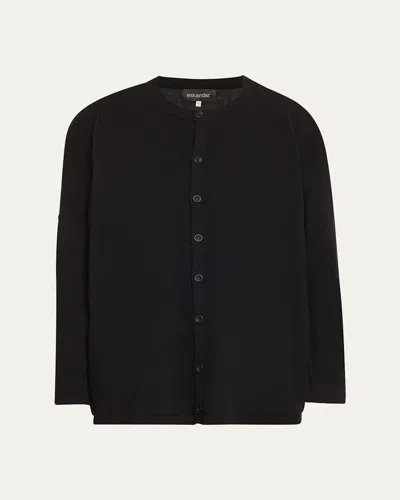 Eskandar Slim-sleeve Cashmere Cardigan In Black