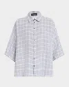 Eskandar Sloped Shoulder Linen Shirt In Gray