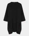 Eskandar Sloped-shoulder Round-neck Poncho (long Plus Length) In Black