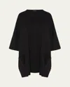 Eskandar Sloped-shoulder Round-neck Poncho (long Plus Length) In Black