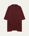 Eskandar Sloped-shoulder Round-neck Poncho (long Plus Length) In Port