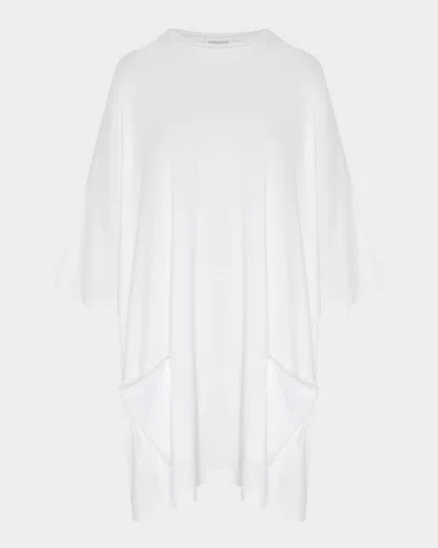 Eskandar Sloped-shoulder Round-neck Poncho (long Plus Length) In White