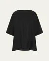 Eskandar Sloped Shoulder Wide A-line Scoop Neck Top (long Length) In Black