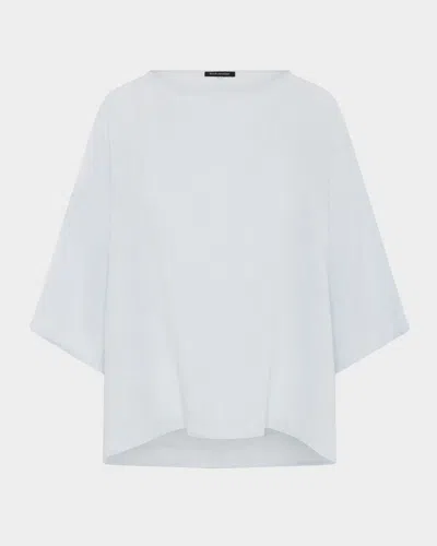 Eskandar Sloped-shoulder Wide A-line Scoop-neck Top (mid Length) In Animal Print