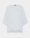 Eskandar Sloped Shoulder Wide A-line Scoop Neck Top (mid Length) In Bluemist
