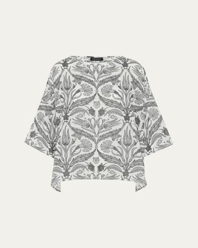 Eskandar Sloped Shoulder Wide A-line Scoop Neck Top (mid Length) In Grey