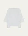 Eskandar Sloped Shoulder Wide A-line Scoop Neck Top (mid Length) In White