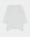 Eskandar Sloped Shoulder Wide A-line Scoop Neck Top (mid Length) In White