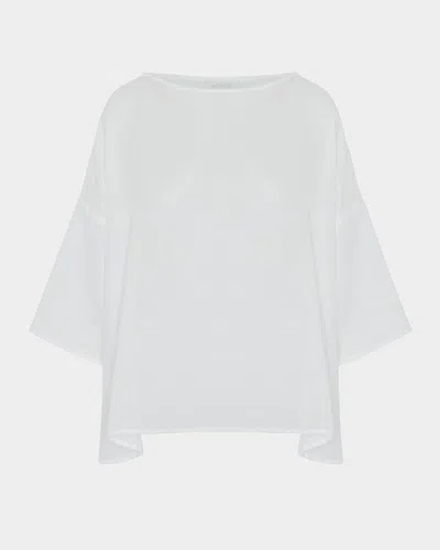 ESKANDAR SLOPED SHOULDER WIDE A-LINE SCOOP NECK TOP (MID LENGTH)