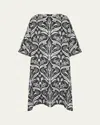 Eskandar Sloped-shoulder Wide A-line Short-sleeve Scoop-neck Dress In Black