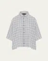Eskandar Sloped-shoulder Wide A-line Short-sleeve Shirt With Collar (mid Length) In Grey