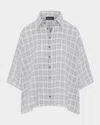 Eskandar Sloped-shoulder Wide A-line Short-sleeve Shirt With Collar (mid Length) In Grey