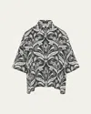 Eskandar Sloped-shoulder Wide A-line Short-sleeve Shirt With Collar (mid Plus Length) In Black