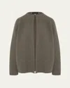 Eskandar Small Jacket Coat Cardigan (short Length) In Brown