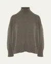 Eskandar Small Long Sleeve High Neck Sweater (mid Length) In Brown