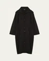 Eskandar Smaller-front Larger-back High-neck Coat With Button Away Hood (full Length) In Black