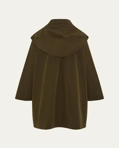 ESKANDAR SMALLER-FRONT LARGER-BACK HIGH-NECK COAT WITH BUTTON AWAY HOOD (LONG PLUS LENGTH)