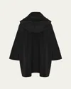 Eskandar Smaller-front Larger-back High-neck Coat With Button Away Hood (long Plus Length) In Black