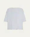 Eskandar Square 3/4 Sleeve Cashmere Top (long Length) In Bluegrey