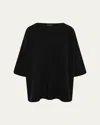 Eskandar Boat Neck Top (long Length) In Black