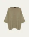 Eskandar Square 3/4-sleeve Top (long Length) In Gray