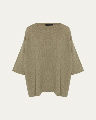 Eskandar Square 3/4-sleeve Top (long Length) In Gray