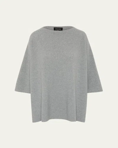 Eskandar Square 3/4-sleeve Top (long Length) In Silver