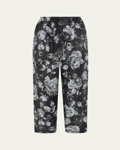 Eskandar Stonewashed Linen Japanese Trousers- Monochrome In Black