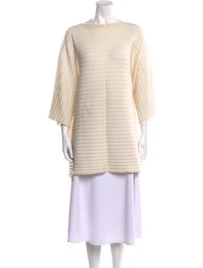 Pre-owned Eskandar Striped Bateau Neckline Sweater In Neutral
