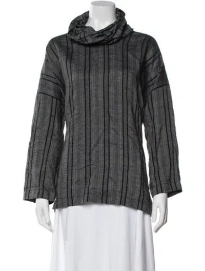 Pre-owned Eskandar Striped Cowl Neck Tunic In Gray