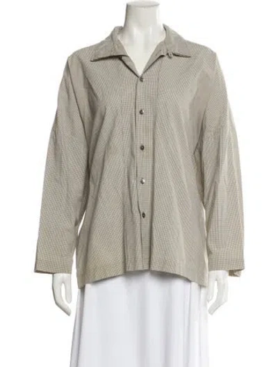 Pre-owned Eskandar Striped Long Sleeve Button-up Top In Multi