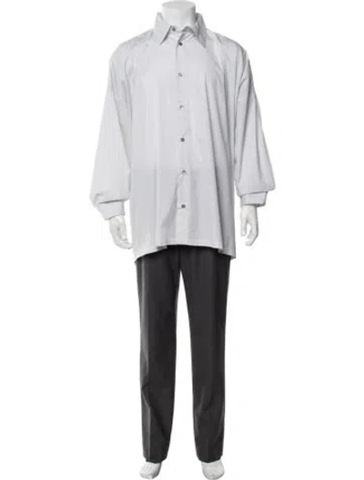 Pre-owned Eskandar Striped Long Sleeve Dress Shirt In Blue