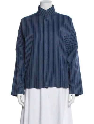 Pre-owned Eskandar Striped Long Sleeve Top In Blue