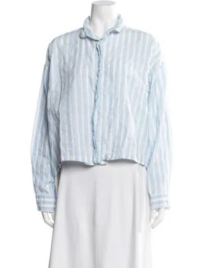Pre-owned Eskandar Striped Long Sleeve Top In Blue
