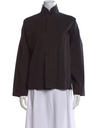 Pre-owned Eskandar Striped Long Sleeve Top In Brown