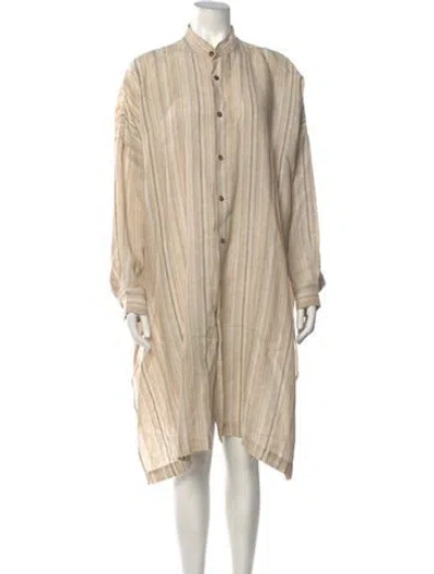 Pre-owned Eskandar Striped Long Sleeve Top In Neutrals