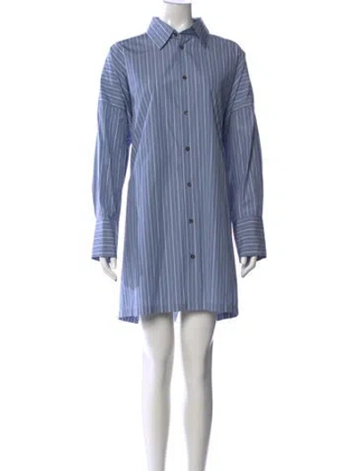 Pre-owned Eskandar Striped Mini Dress In Blue