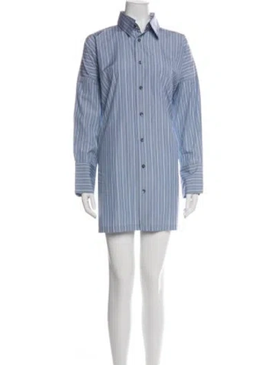 Pre-owned Eskandar Striped Mini Dress W/ Tags In Blue