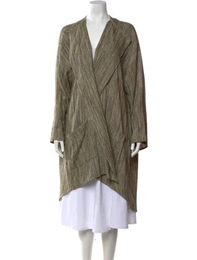 Pre-owned Eskandar Striped Open Front Sweater In Brown