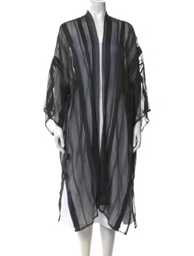 Pre-owned Eskandar Striped Open Front Sweater In Gray