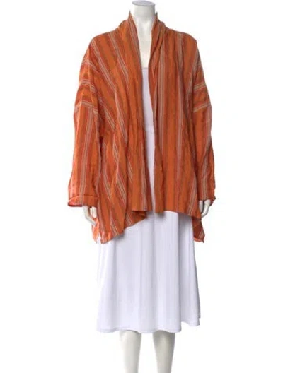 Pre-owned Eskandar Striped Open Front Sweater In Orange