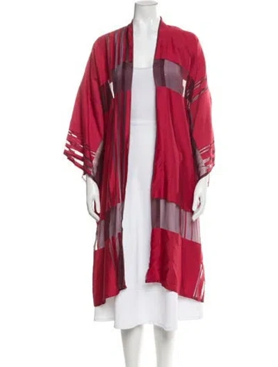 Pre-owned Eskandar Striped Open Front Sweater In Red