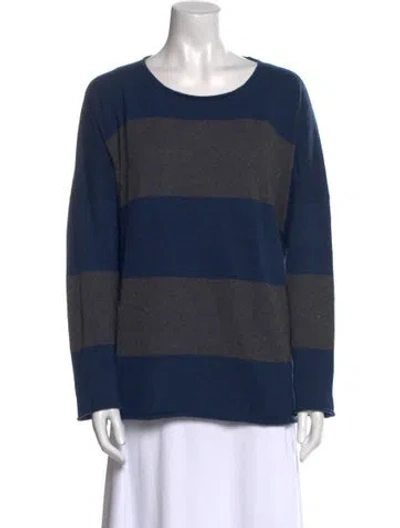 Pre-owned Eskandar Striped Scoop Neck Sweater In Blue