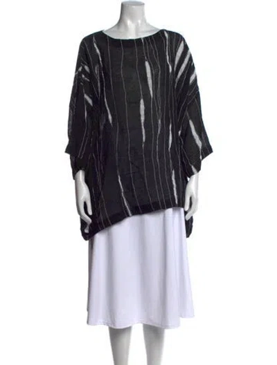 Pre-owned Eskandar Striped Scoop Neck Tunic W/ Tags In Black