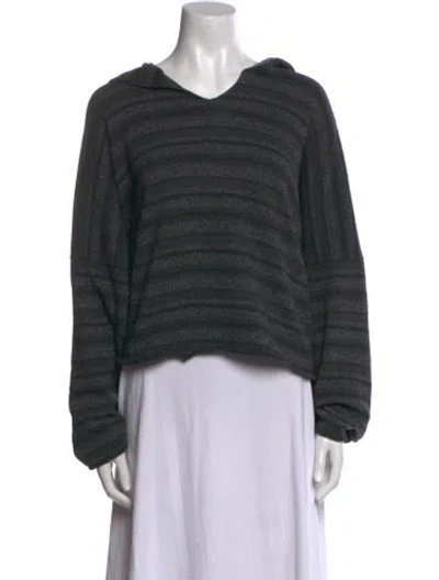 Pre-owned Eskandar Striped V-neck Sweater In Gray