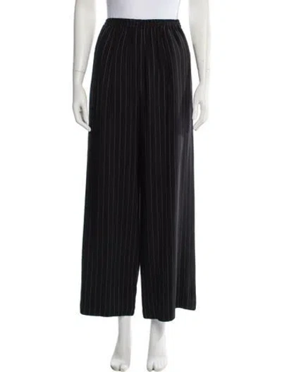 Pre-owned Eskandar Striped Wide Leg Pants In Black