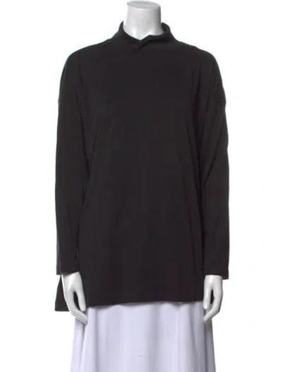 Pre-owned Eskandar Supima Cotton Mock Neck Sweatshirt In Black